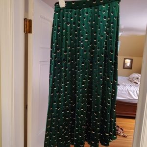 Anthropologie green pleated velvet skirt
